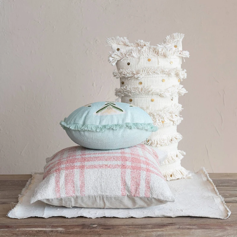 Hello Honey® 24" x 12" Cream Hand-Embroidered Moroccan Wedding Blanket-Style Lumbar Pillow