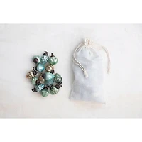 Hello Honey® 36 Pack 1" Gold, Green & Blue Embossed Mercury Glass Ornaments