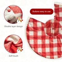Glitzhome® 4ft. Red & White Plaid Reversible Sherpa & Flannel Christmas Tree Skirt