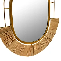Hello Honey® Natural Oval Metal & Cane Framed Wall Mirror