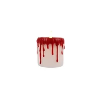 3" Red & White Dripping LED Wax Pillar Candle by Ashland®