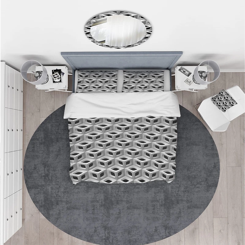 Designart '3D Lattice Pattern' Scandinavian Bedding Set
