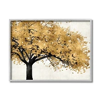 Stupell Industries Traditional Tree with Autumn Leaves over Neutral in Gray Frame Wall Art
