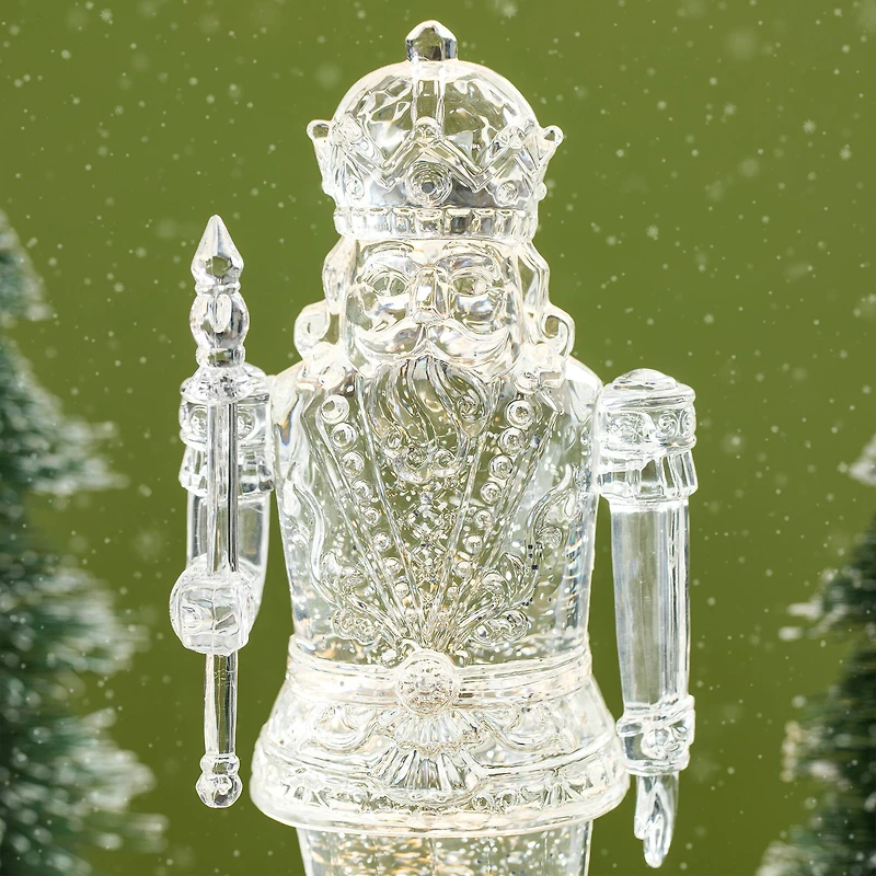 Glitzhome® 12.5" Lighted Acrylic Crystal Nutcracker Figurine Waterglobe