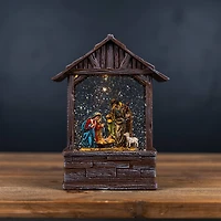 8.25" LED Snow Globe Nativity Barn