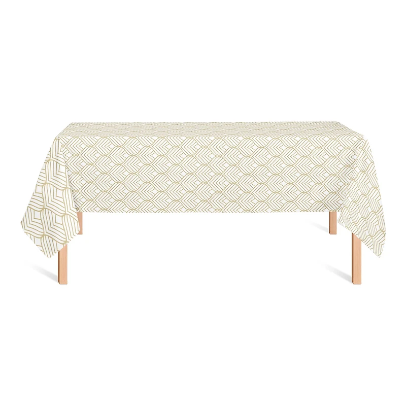 Gold Geometric Leaf Pattern Tablecloth