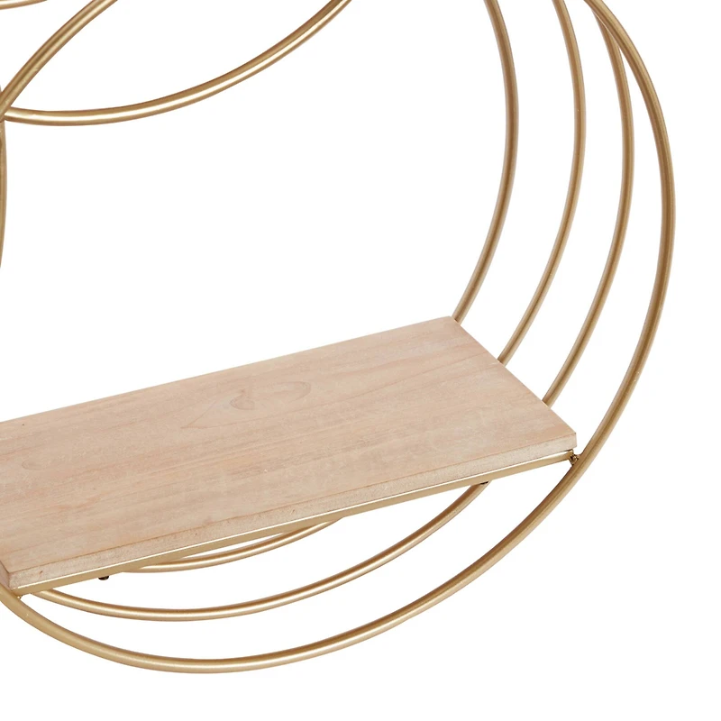 Gold Metal Contemporary Wall Shelf, 26" x 37" x 6"