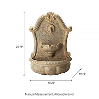 Glitzhome® 25.75" Faux Granite Sculptural Outdoor Wall Fountain with LED Light