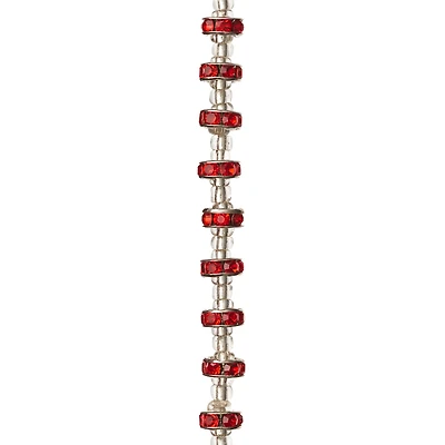 Red Rhinestone Studded Rondelle Beads, 8mm by Bead Landing™