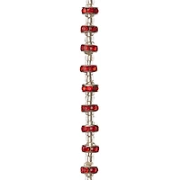Red Rhinestone Studded Rondelle Beads, 8mm by Bead Landing™