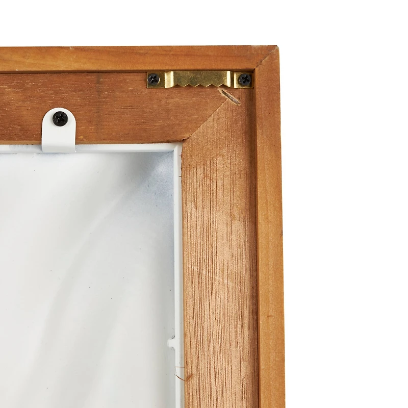 White Abstract Dimensional Wall Art in Brown Frame