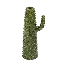 Green Ceramic Eclectic Vase, 12" x 5" x 6"