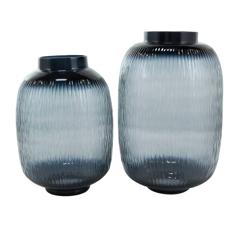 Black & Gray Ombre Glass Vase Set