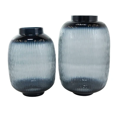 Black & Gray Ombre Glass Vase Set