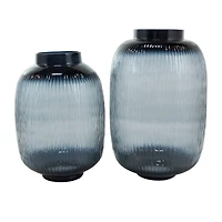 Black & Gray Ombre Glass Vase Set