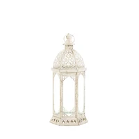 16'' Graceful Distressed White Lantern