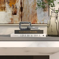 9.75" Gray Marble Geometric 2-Link Chain Sculpture Décor