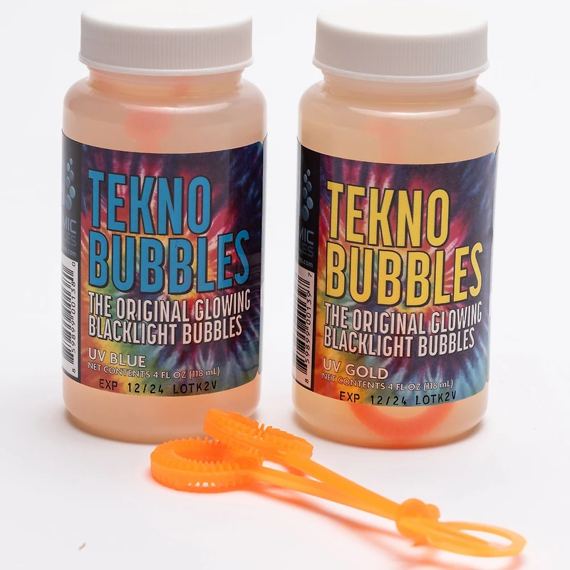 Atomic Bubbles 4oz. Blue & Gold Tekno Bubbles Bottles Set