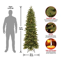 6.5ft. Pre-Lit Feel Real® Prescott Pencil Slim Artificial Christmas Tree, Clear Lights