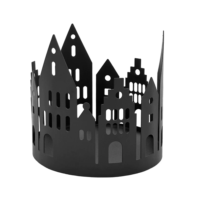 4.25" Black Metal Houses Candle Holder by Ashland®