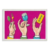 Stupell Industries Eat Drink Be Merry Neon Pink Framed Wall Art