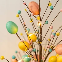 Glitzhome® 36" Lighted Easter Egg & Berries Urn Porch Tree with Timer