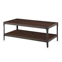 Walker Edison 48" Dark Walnut Angle Iron Coffee Table