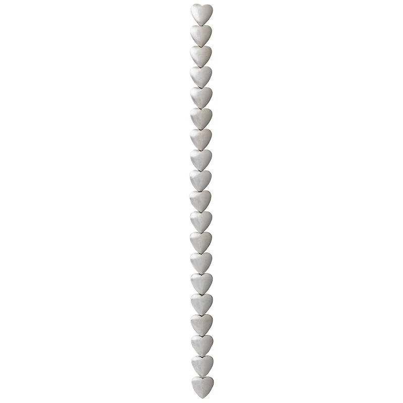 12 Pack:  Silver Hematite Heart Beads, 10mm by Bead Landing™