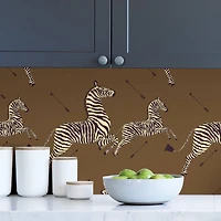 Scalamandre Brown Zebra Safari Peel & Stick Wallpaper