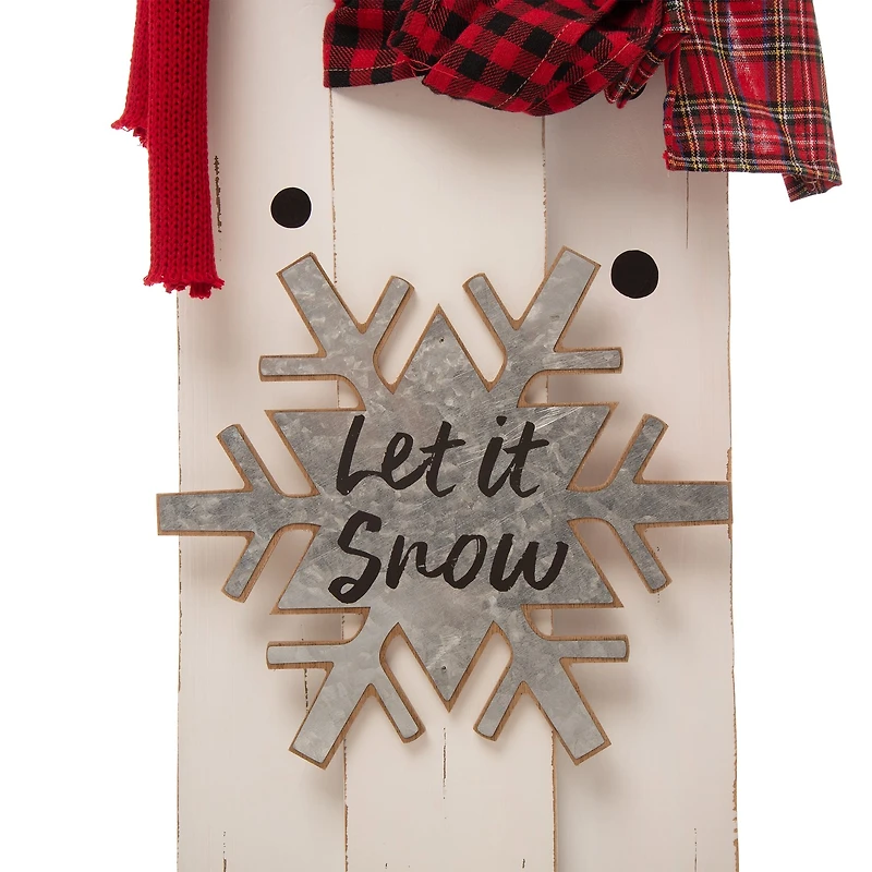 Glitzhome® 35" Wooden Snowman Family Porch Sign