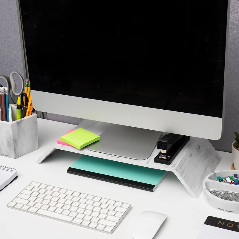 Mind Reader Marbella Collection White Monitor Stand