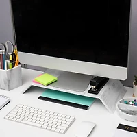 Mind Reader Marbella Collection White Monitor Stand
