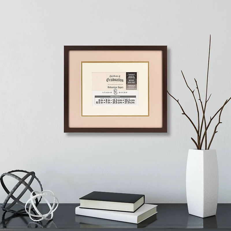 6" x 8" Walnut Document Frame with Triple Mat by Studio Décor®