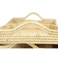 Light Brown Wood Boho Style Tray Set
