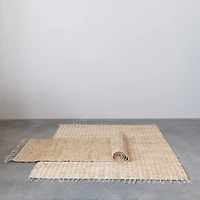 Hello Honey® Natural Boho Woven Jute & Cotton Floor Runner Rug with Fringe, 96" x 30"