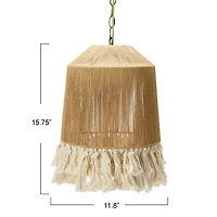 Hello Honey® 16" Coastal Pendant Lamp with Natural Paper Rope Shades, Fringe Detail and Iron Base