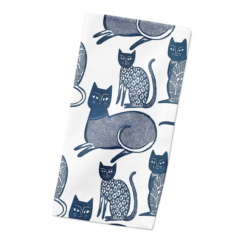 Blue Cat Pattern 10" x 10" Cotton Twill Napkin