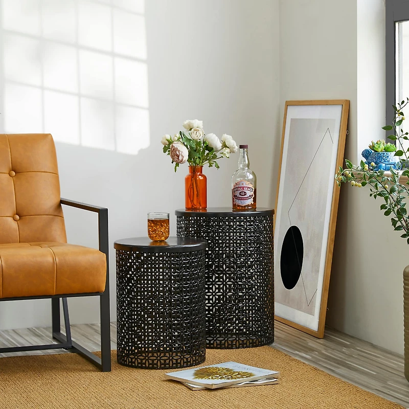 Glitzhome® Multi-Functional Metal Accent Table Set