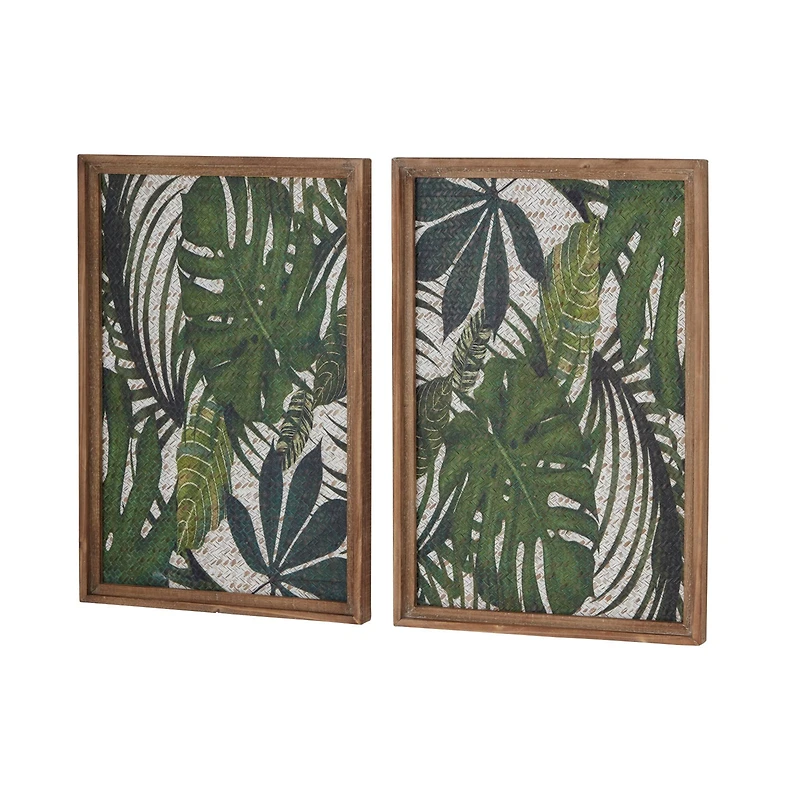 25" Green & Brown Wood Boho Palm Wall Decor, 2ct.