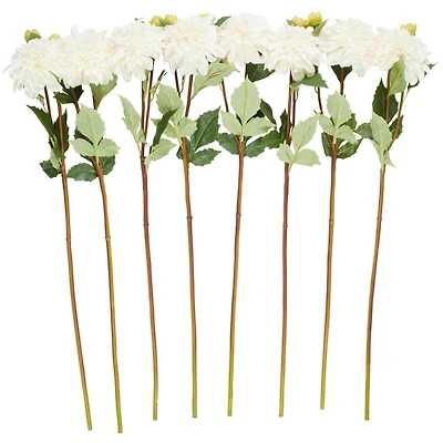 30" White Dahlia Artificial Flower Stem, 8ct.