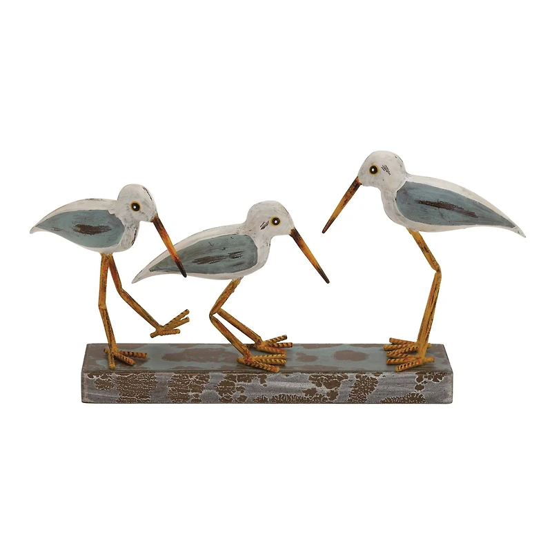 White Metal Coastal Sculpture, Birds 10" x 20" x 4"