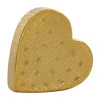 9" Gold Aluminum Slanted Heart Sculpture with Textured Exterior