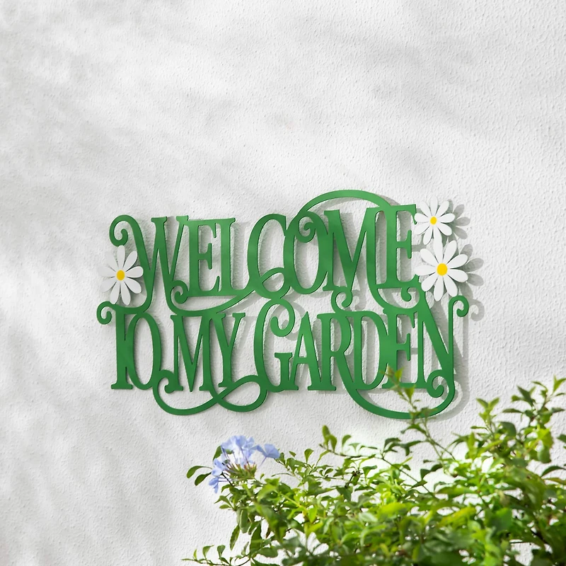 Glitzhome® 24" Welcome to my Garden Metal Cutout Wall Décor