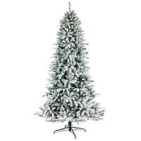 8ft. Pre-Lit Flocked Livingston Fir Artificial Christmas Tree with Pinecones, Clear LED Lights