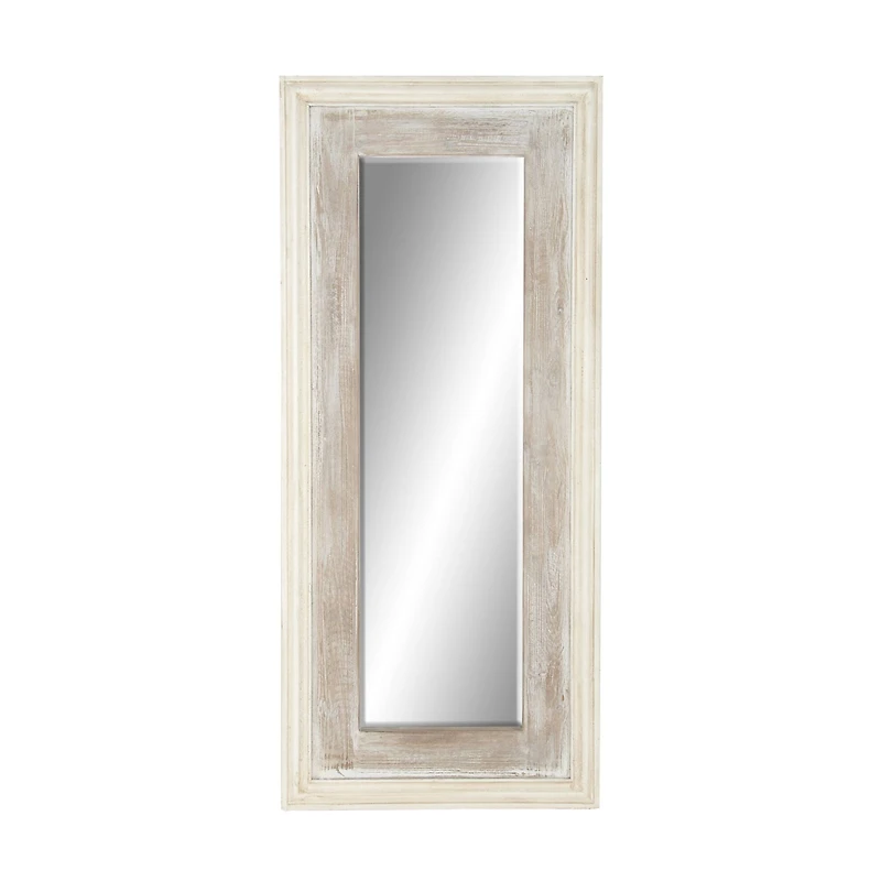 59" White Farmhouse Wood Wall Mirror