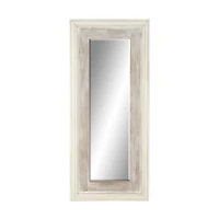 59" White Farmhouse Wood Wall Mirror