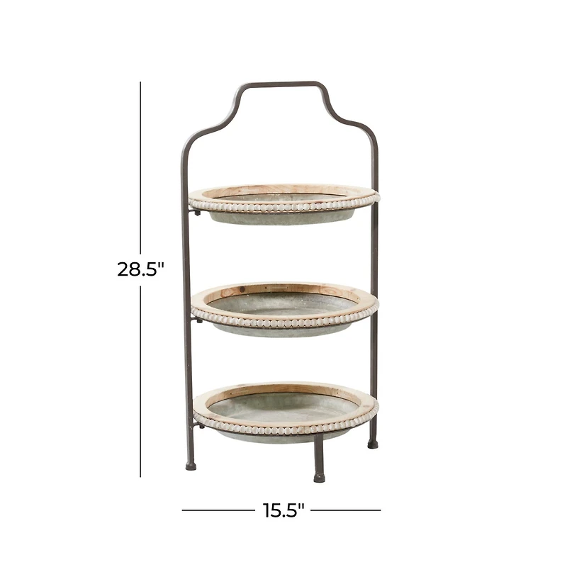 Gray Metal Farmhouse Tiered Server, 29" x 16" x 15"