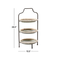 Gray Metal Farmhouse Tiered Server, 29" x 16" x 15"