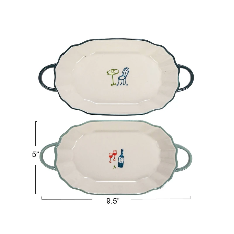 Hello Honey® 9.5" White Stoneware Plates with Handles Set