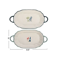 Hello Honey® 9.5" White Stoneware Plates with Handles Set
